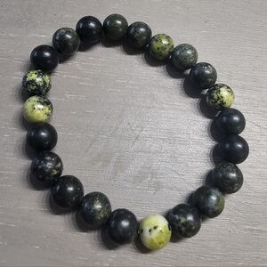 Natural Serpentine Gemstone Beaded Stretch Bracelet